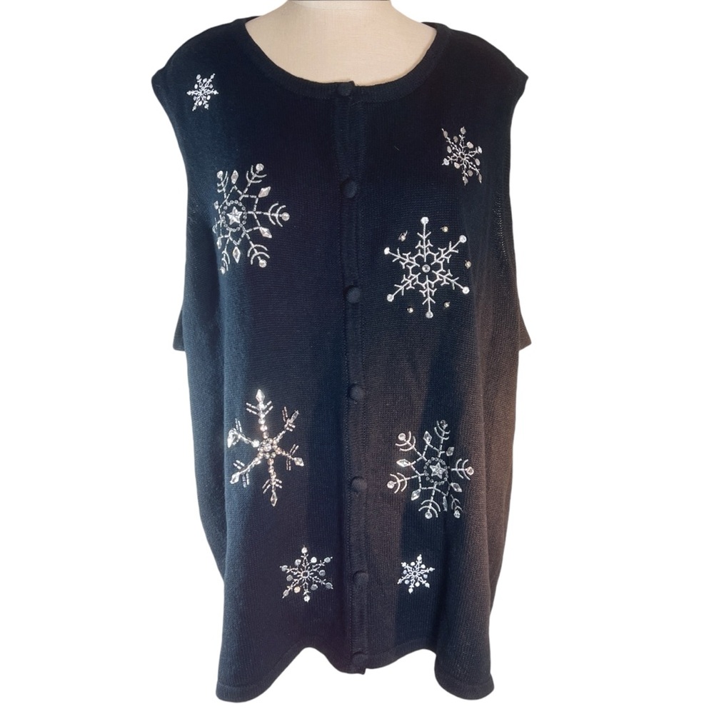 Merry & Bright Embellished Snowflake Sweater Vest for Christmas / Winter‎ Sz 3X